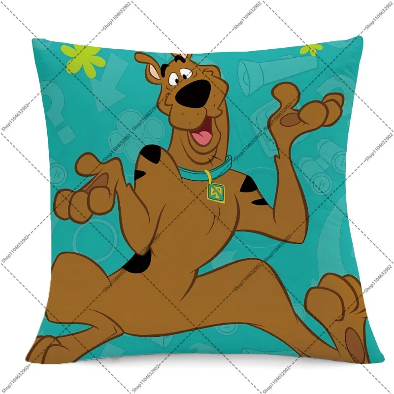 Scooby Doo 45cm Cushion Cover Cute Flannel Pillow Case Cartoon Anime Print Decorative Sofa Pillowcase Home Decoration Party Gift