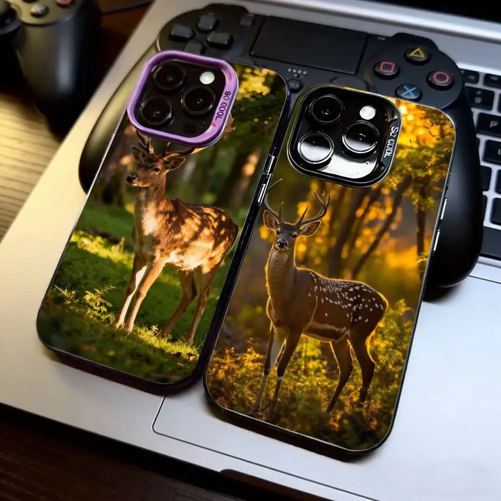 

Deer Hunting Phone Case For iPhone 17,16,15,14,13,12,11 Plus,Pro Max,XS,Colored Silver Plated Inside Cover