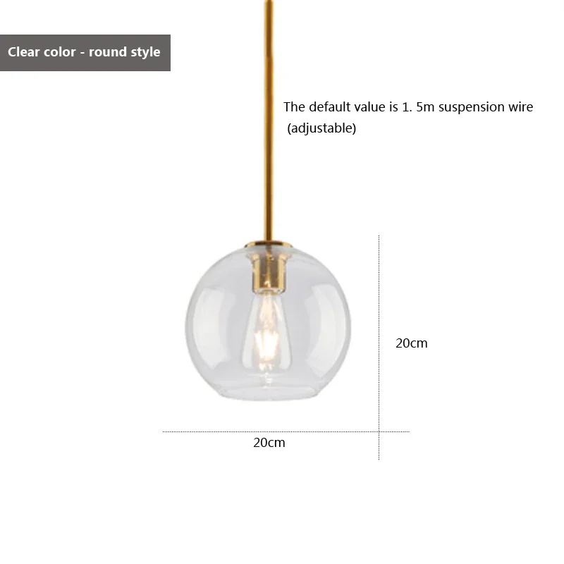 Nordic Glass Pendant Lamp Fixture Glass Lampshade Led Bedroom Living Room Kitchen Dining Restaurant Home Decor Hanging Lights