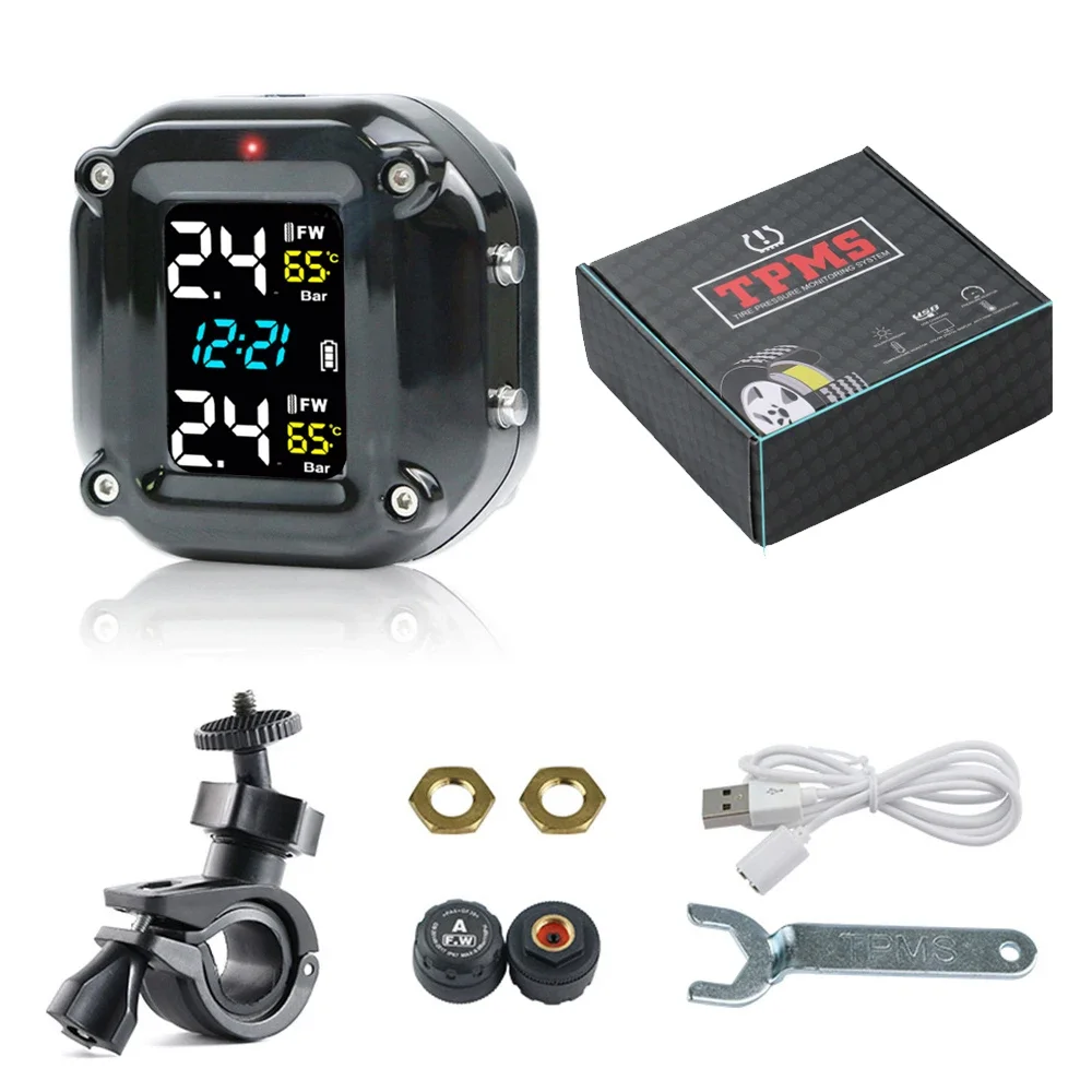M5 Motorcycle 2 Wheel Tyre External Sensor Tire Pressure Sensors Moto TMPS with Colorful Screen Tire Pressure Monitoring System
