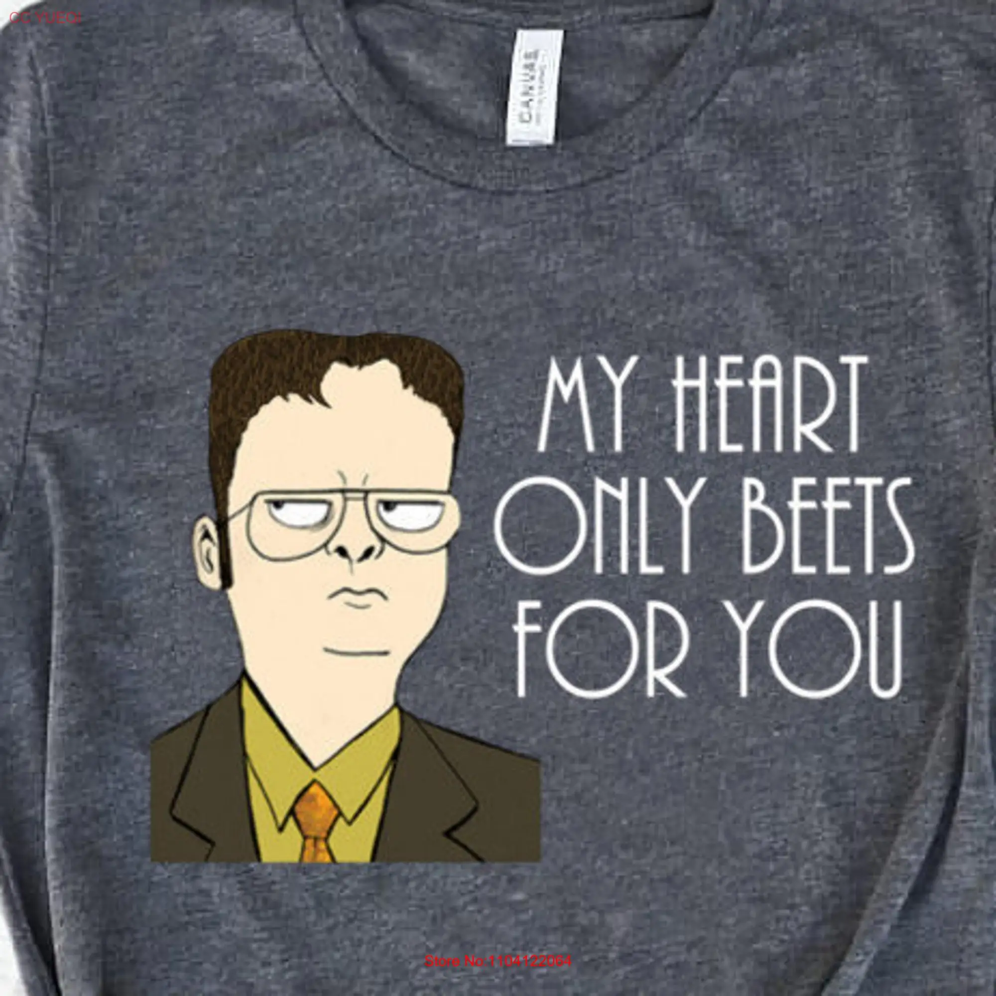 Valentines Day Mens and Womens Sizes Trending DwighT T Shirt Heart Beets Pop Culture false long or short sleeves