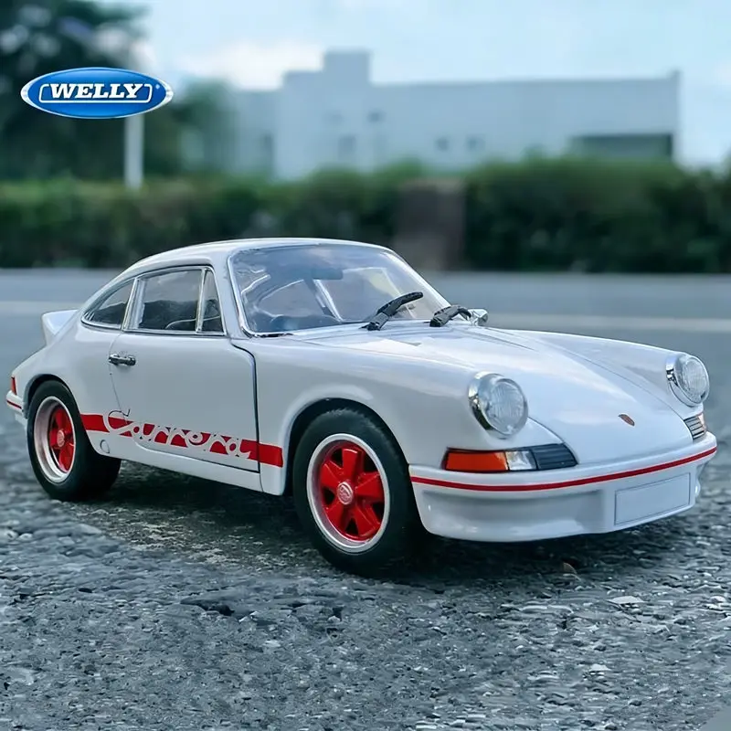 Welly 1:24 Porsche 911 Carrera RS Modelo de Carro Esportivo em Liga Metálica Diecast, Veículo de Corrida de Pista, Simulação de Carro, Brinquedo Infantil, Presente