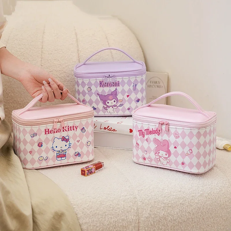 

Sanrio Kawaii My Melody Cosmetic Bag Hello Kitty Kuromi Cinnamoroll Anime Cartoon Fashion Exquisite Travel Portable Storage Bags