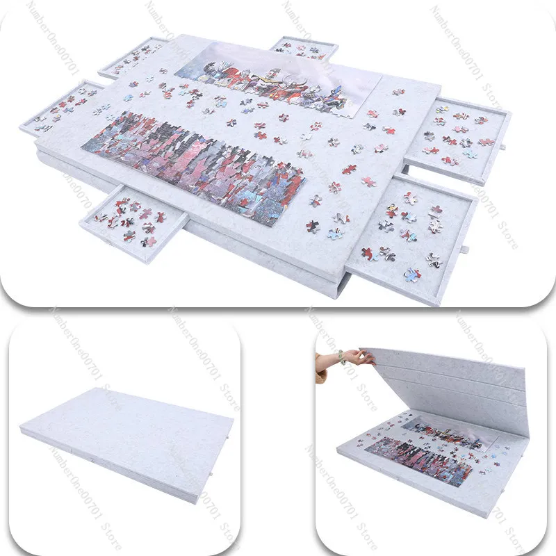 Jigsaw Puzzle Board 1000 Piece Felt Mat Anti-Slip Tilt Design Thickened Storage Board with Stand
