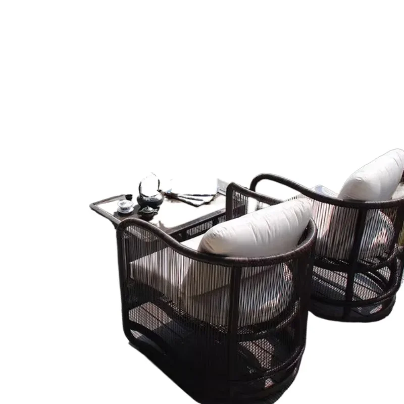 

Outdoor courtyard imitation rattan sofa living room rattan sofa combination three-person rattan chair sofa tea table