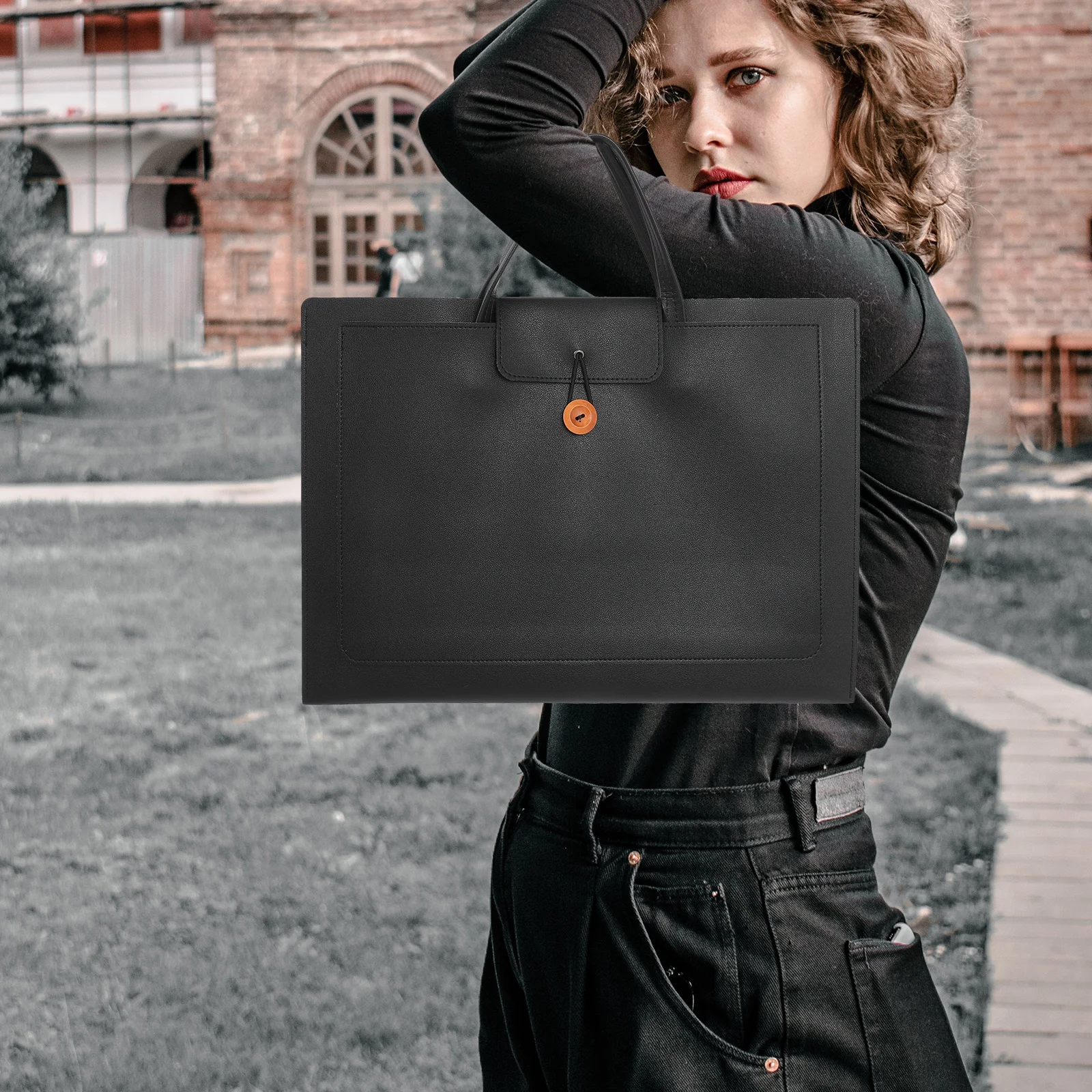 

15 Inch Portable Laptop Bag Women Men Fashionable Office Tote Waterproof Material Easy Carry Business Travel Companion