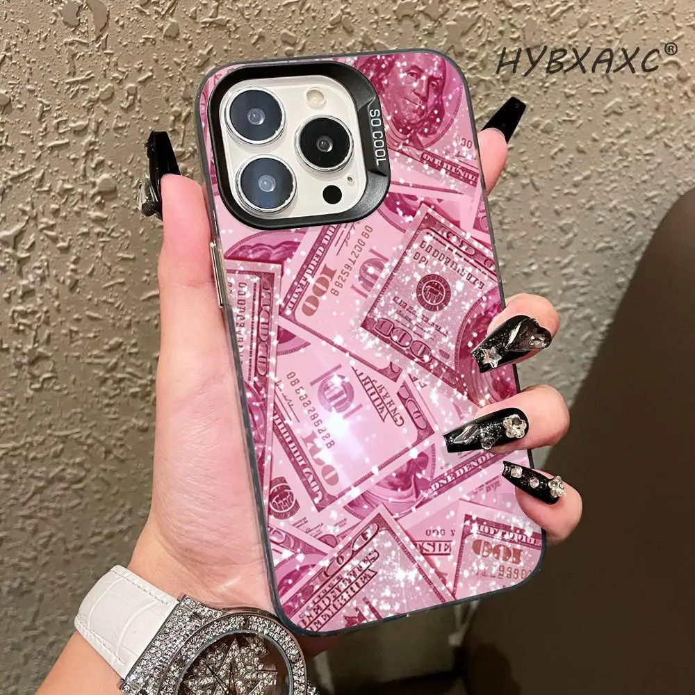 Pink Dollars Vollflächige Banknoten-Design Silikon-Handyhülle für iPhone 17AIR 16 15 14 13 12 11PROMAX Cover