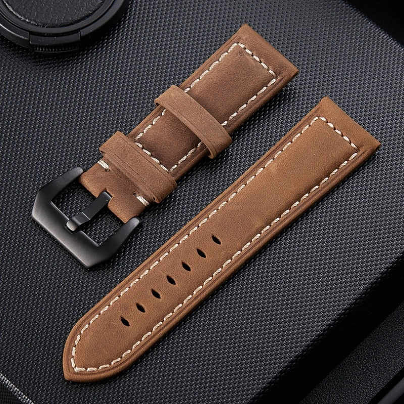 Crazy Horse Cow leather watch band for Panerai luminor Cowhide straps Black Blue Brown Green 20 22 24mm 26mm bracelet with logo