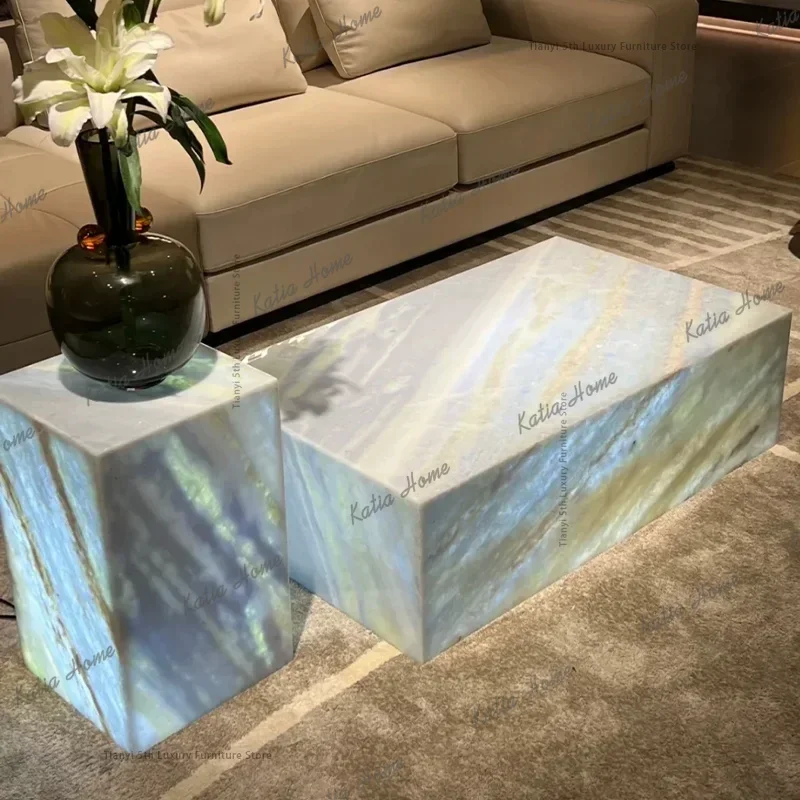 ld Modern Natural Marble Coffee Table Nordic Living Room Villa Blue Coffee Table Home Furniture