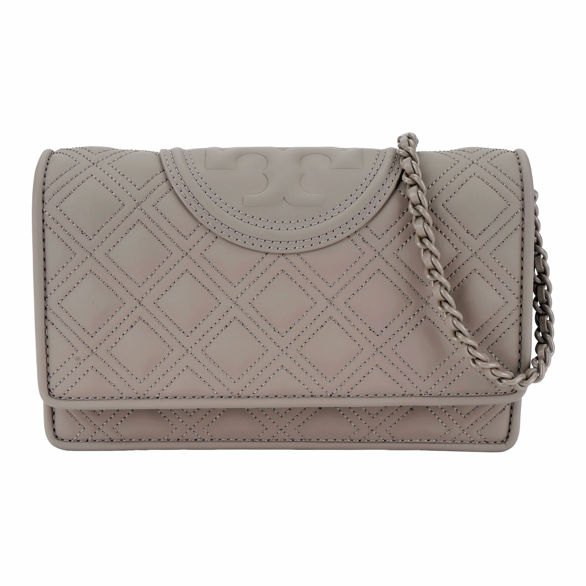 Bolsa Transversal Feminina Tory Burch Fleming em Poliuretano Cinza