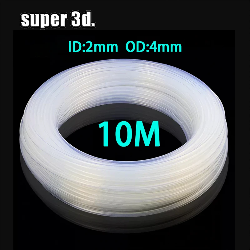 10m rurka PTFE przezroczysta rura PFA ID 2mm OD 4mm dla V5/V6 1.75mm wytłaczarka Bowden J-head hotend gardło części do drukarek 3D