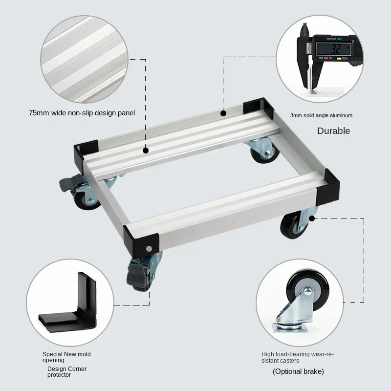 Carrello a piattaforma in lega di alluminio carrello per auto tartaruga carrello per casse Non ermetico ripiano Mobile a quattro ruote per camion di celle frigorifere