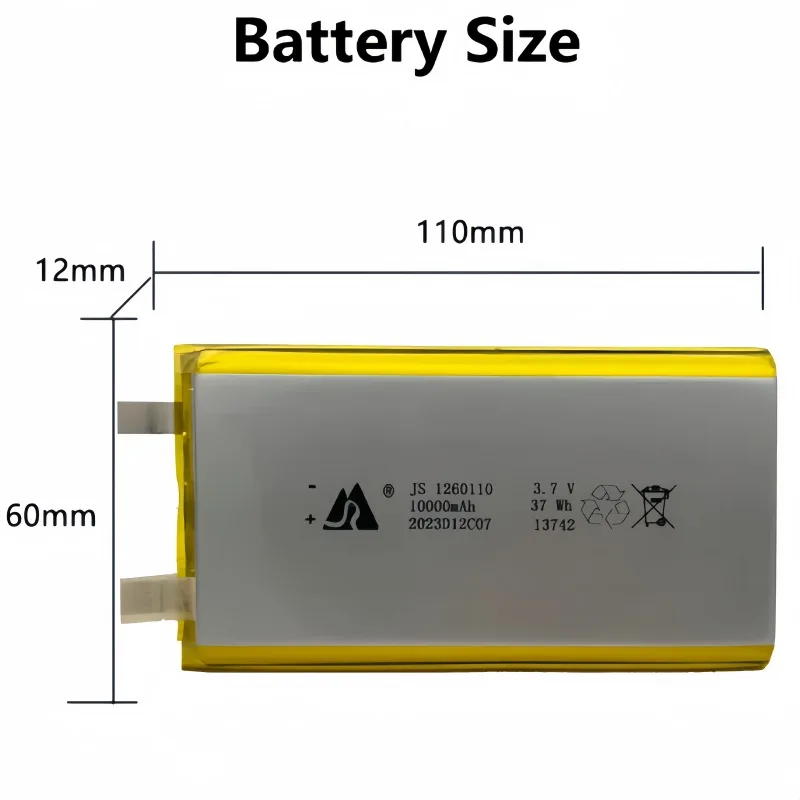3.7V 1260110 DIY Plug LiPo Battery｜10000mAh Replacement for Power Bank GPS Laptop