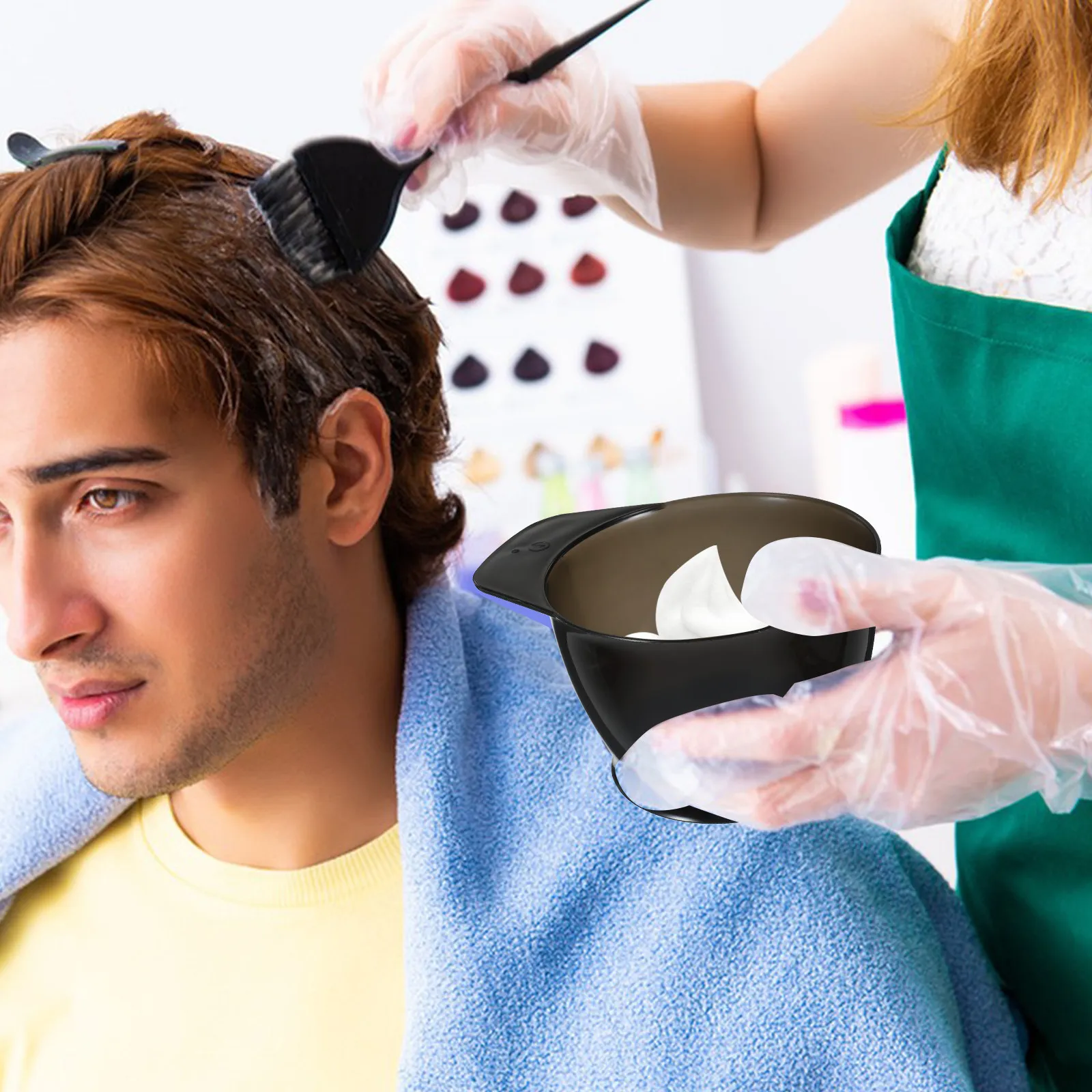 

2Pcs Hair Coloring Bowl Set with Measurement Scale Non-Slip Bottom for DIY Hair Dye Professional Salon Color Mixing Bowls