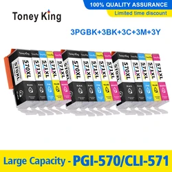 Toney King-cartucho de tinta para impresora, Compatible con canon Pixma MG5700, MG6800, TS5055, TS9050, TS9055, pgi570, CLI571, PGBK/BK/C/M/Y, 5 unidades