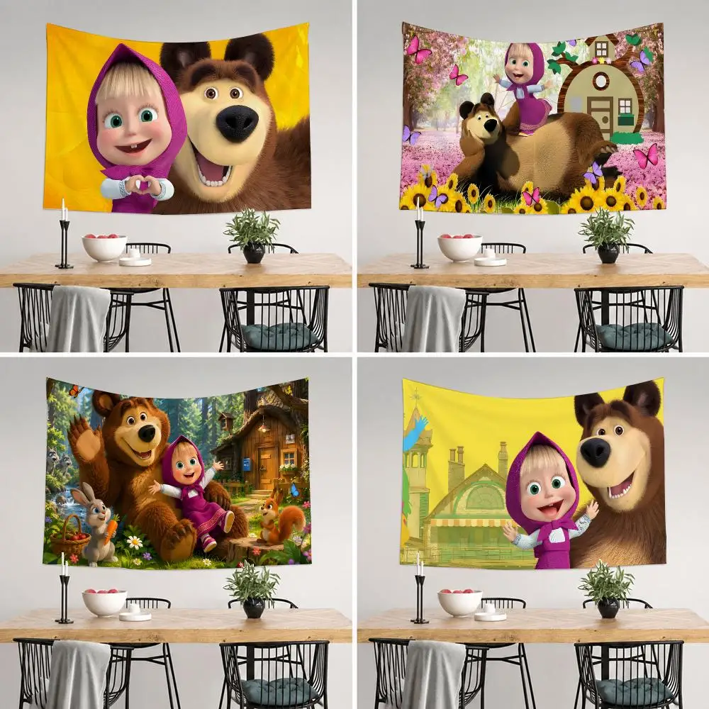 Masha And The Bear Tapestry Tapestry Wall Hanging For Bedroom Dorm Living Room Decor Aesthetic