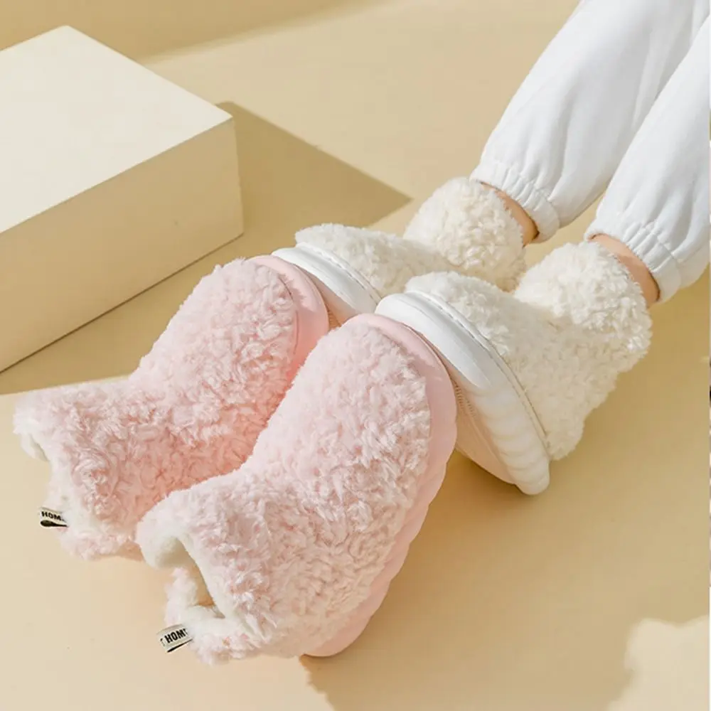 1 Paar bequeme, flauschige Fleece-Hausschuhe, weiche, dicke Schneestiefel, warme, rutschfeste Winterstiefel für Zuhause – Detail 8