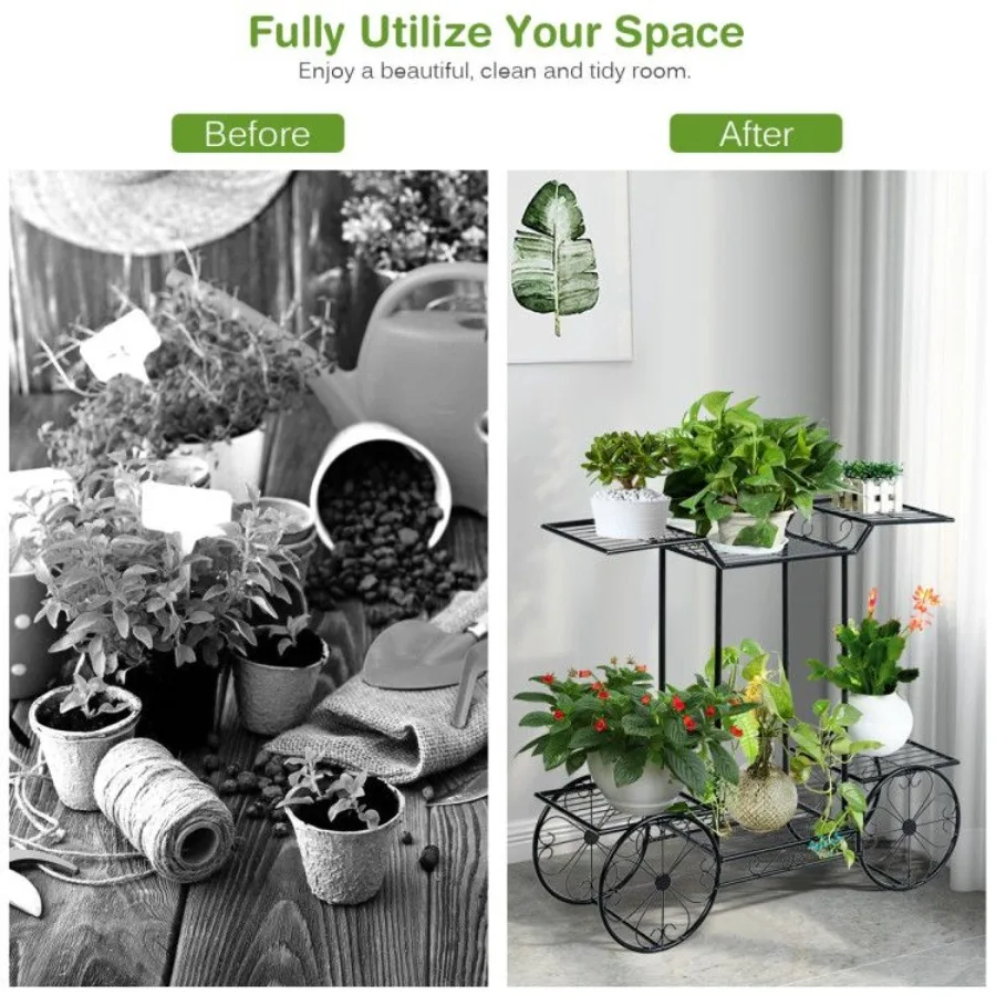 6 طبقات حديقة عربة زهرة رف عرض حامل نبات الدكتور وعاء #3