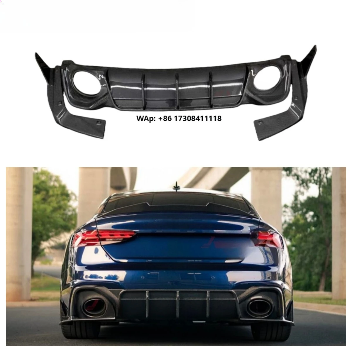 

High Quality FD Style Carbon Fiber Rear Bumper Diffuser Splitter for B9.5 RS5 2020-2024 Car Carbon Fiber Rear Diffuser