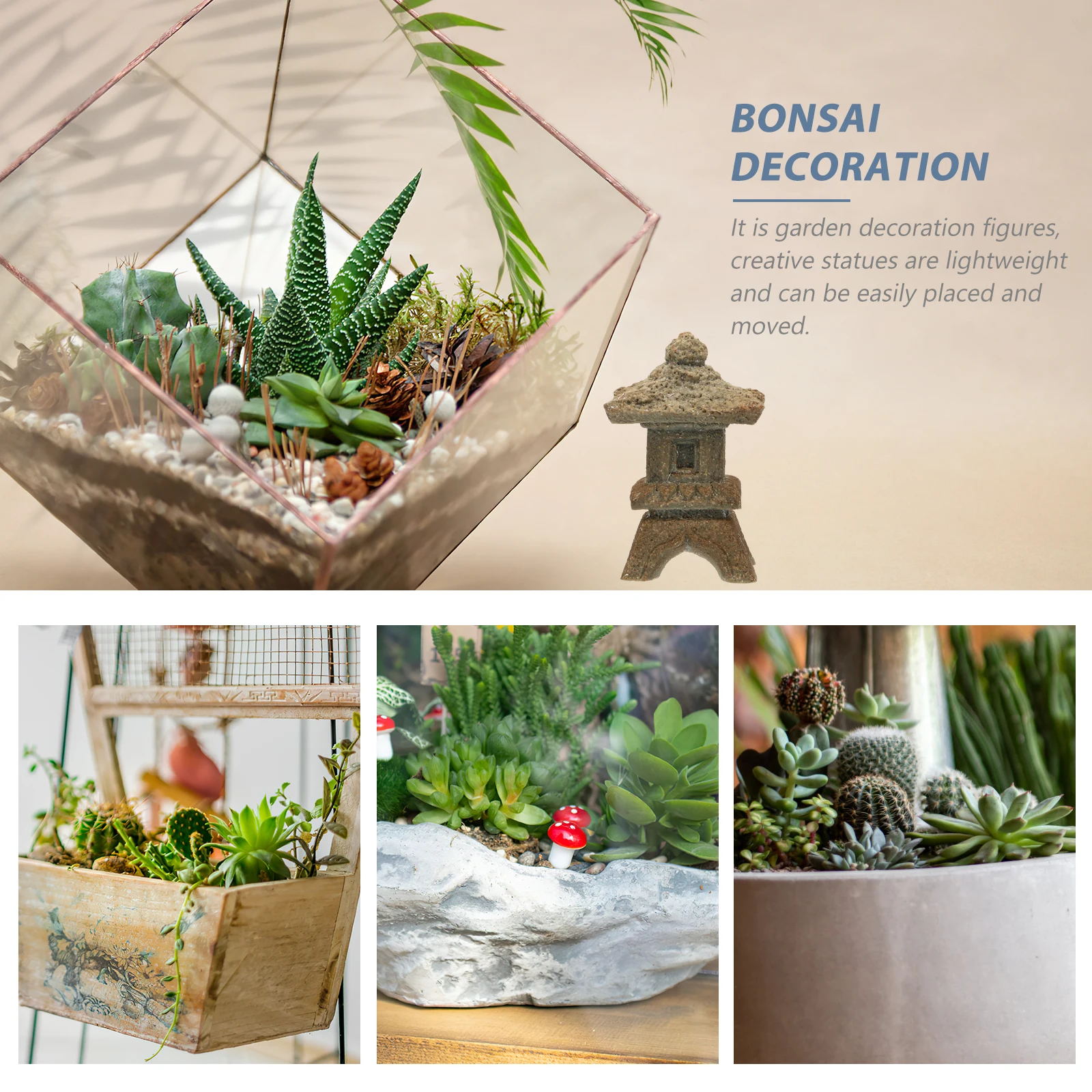 

Stone Lantern Decoration Miniature Pavilion Statue Bonsai Home Micro Landscape Garden Decor Simulation Pagoda Lightweight