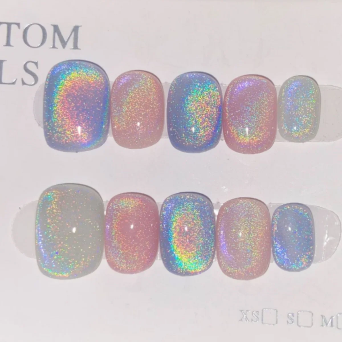 10 pezzi fatti a mano unghie finte arte colorata occhio di gatto corto quadrato copertura completa punte per unghie moda semplice dolce stampa su set di unghie finte