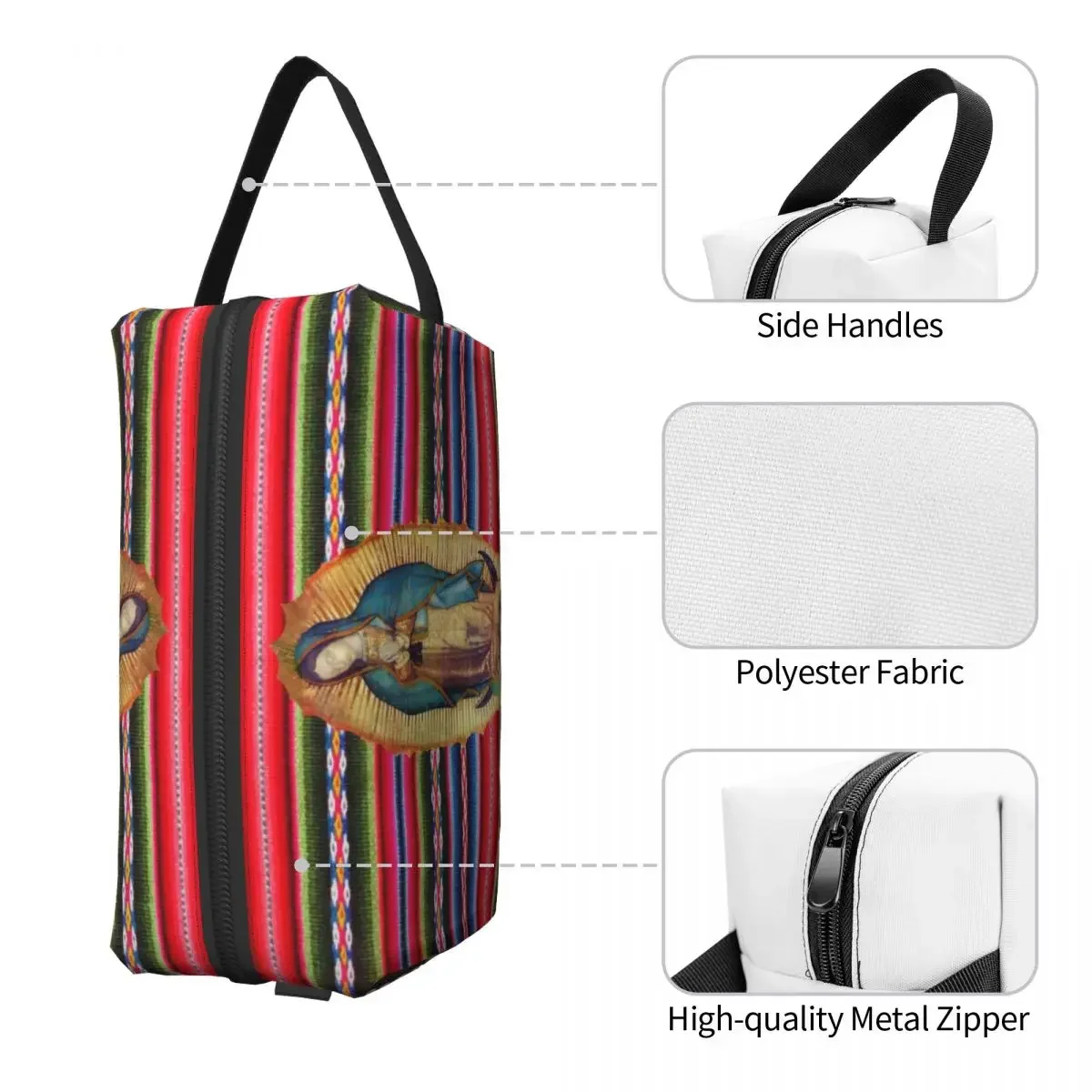 Our Lady Of Guadalupe Virgen Maria Zarape Travel Toiletry Bag Women Virgin Mary Catholic Cosmetic Makeup Bag Storage Dopp Kit