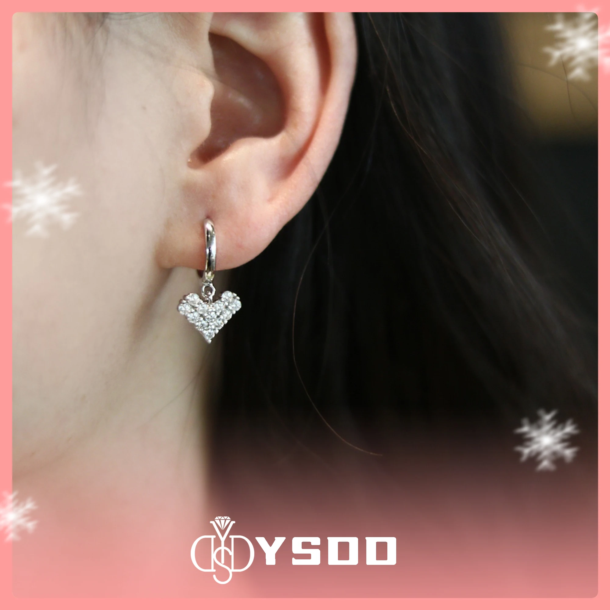 # 309 YSDD ของแท้แฟชั่น 12 D สี VVS1 Moissanite รูปหัวใจผู้หญิงต่างหูประณีตเครื่องประดับที่มีใบรับรอง