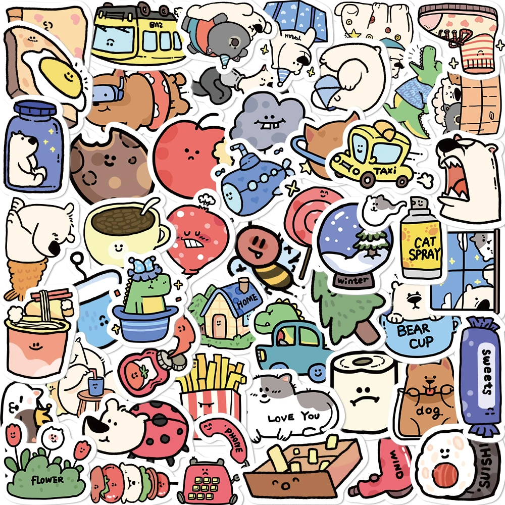 10/50/100pcs Cartoon Animal Hotel  Stickers Decals Cartoon Graffiti DIY  Notebook Luggage Wall Decoration PVC Sticker