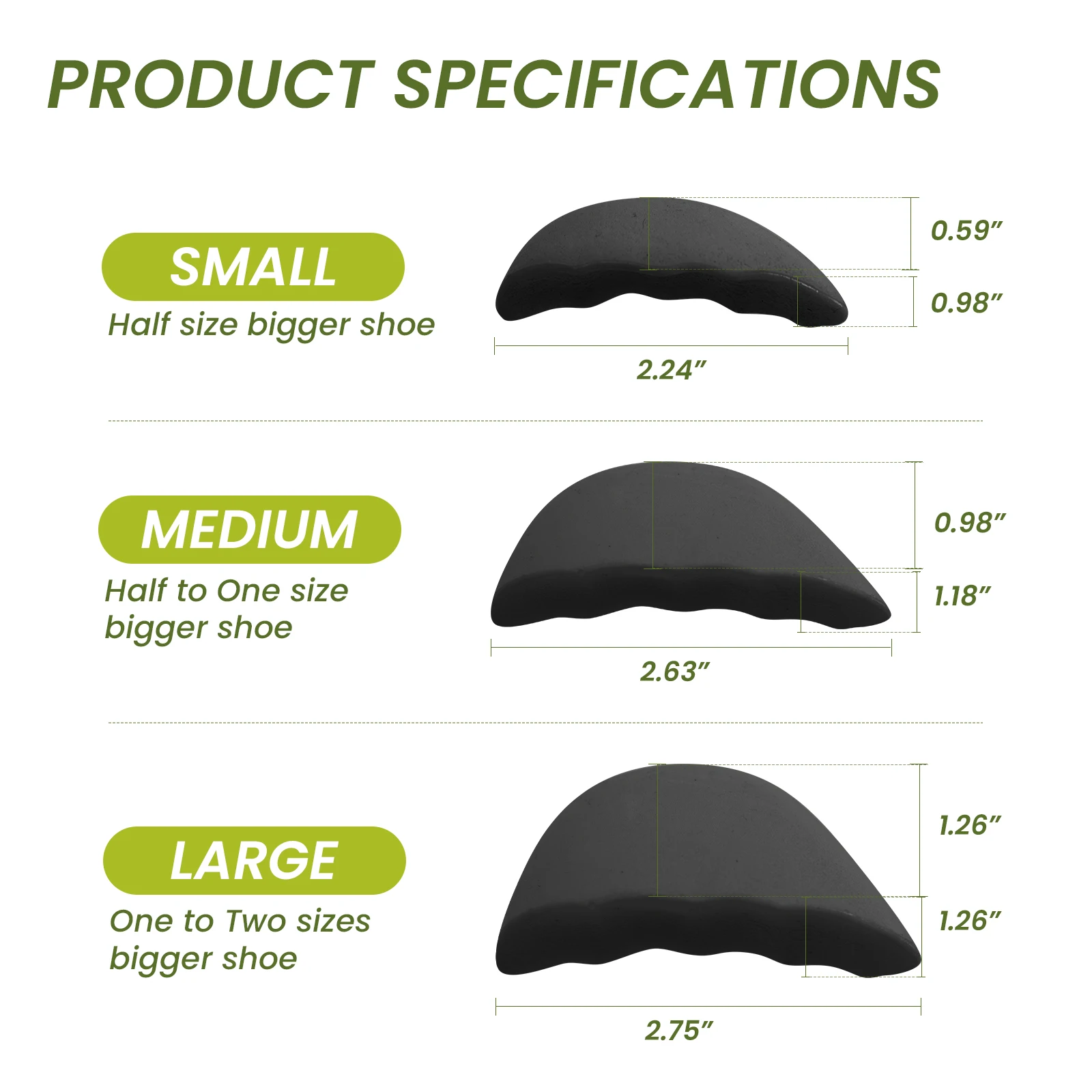 3Size Sumifun Shoe Filler Insert Shoe Filler Too Big Shoes Heel Cushions Women Toe Inserts Size Reducer Make Shoes Fit Cushions