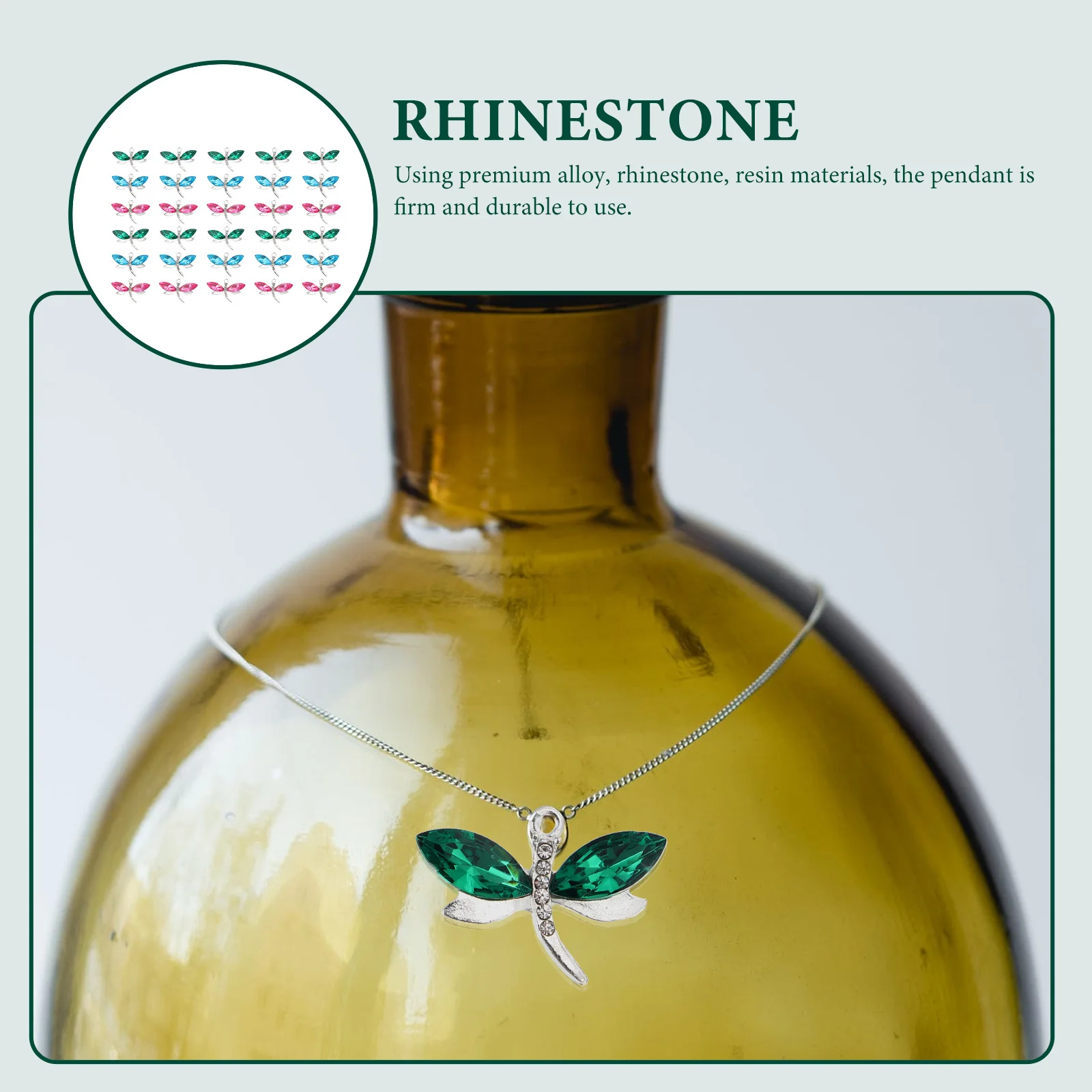 

30Pcs Alloy Dragonfly Shape Pendants Rhinestone Resin DIY Jewelry Making Charms Lightweight Necklace Earring Craft Accessories