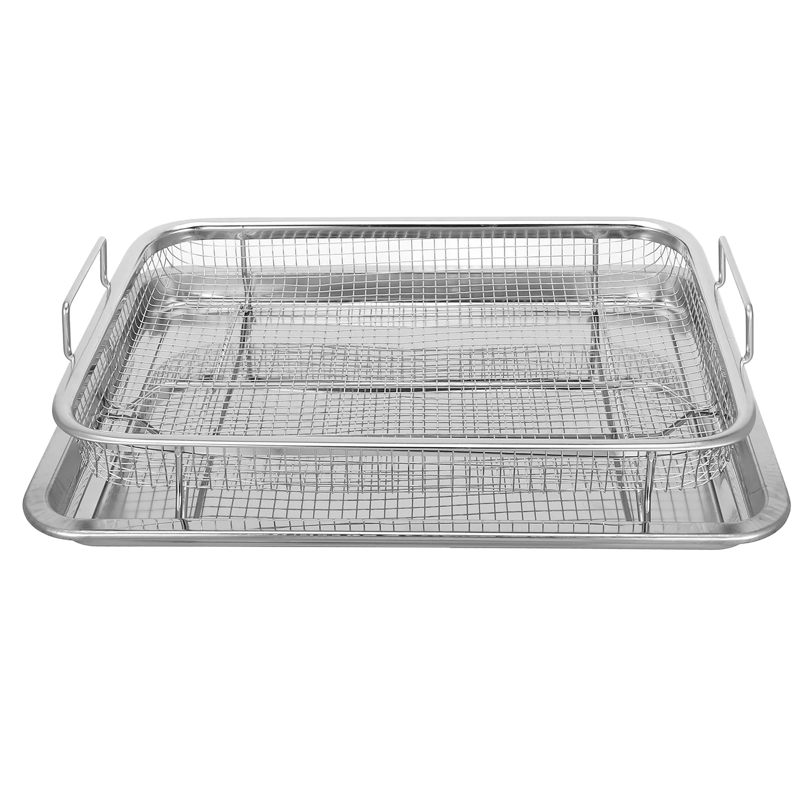 

2 Pcs Grill Pan Bbq Basket Air Fryer Pans Metal Barbecue 3100X1230X800CM Silver Oven Crisper