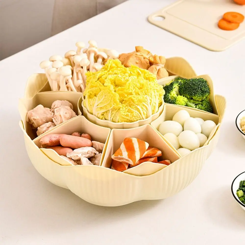 

Plastic 8 Grids Hot Pot Tray Detachable Large Capacity Divided Serving Tray Rotatable Dried Fruit Snack Plate Wedding