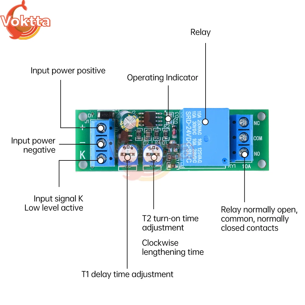 Double Delay Relay Module Delay On and Delay Off Trigger Control Switch Relay Module Adjustable Relay Power Supply Control Board