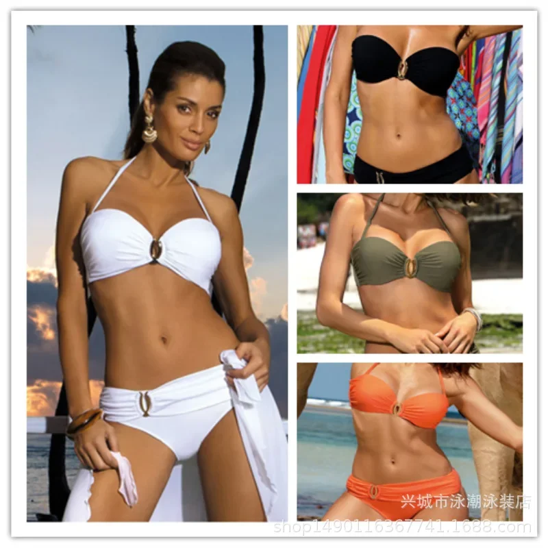 2024 Summer Solid White Sexy Swimsuits Push Up Bikini Female Swimwear 2024 Beach Wear Brazilian Bikinis Women Swim Bathing Suit