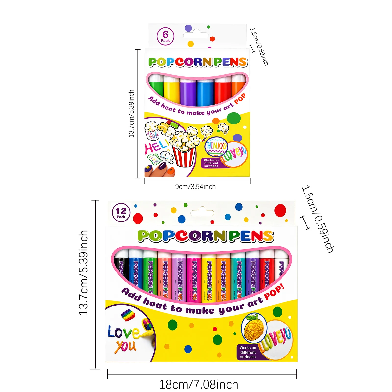 12 Farben Popcorn-Stifte, Puffy Paint Stifte, 3D-Kunstmarker, hitzeaktiviert, erhabene Textur für Papier, DIY-Bastelkarten, Scrapbook-Stifte – Detail 1
