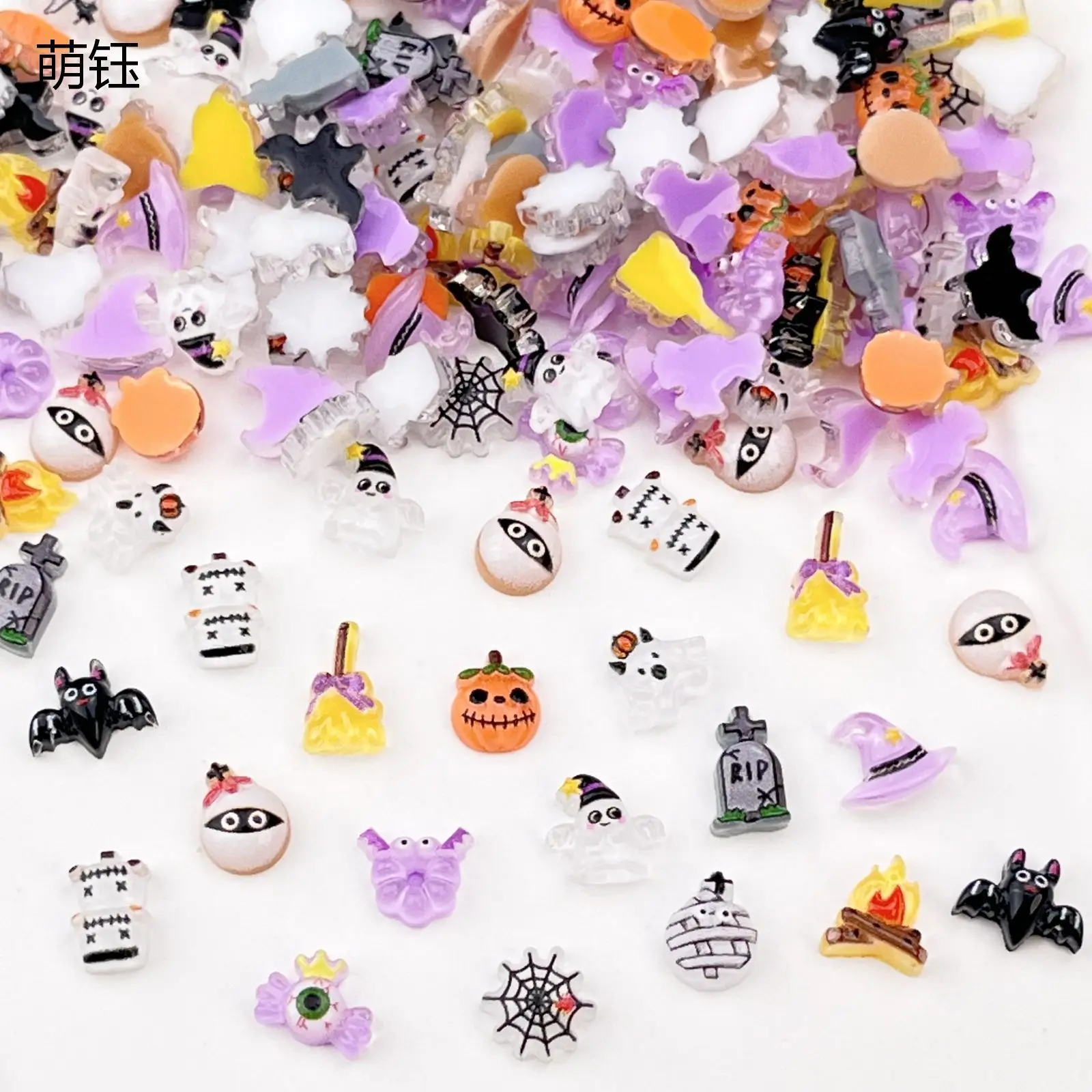 20pcs Halloween Series Nail Art Decorations Cute Magic Ghost Pumpkin Mini Cartoon Resin Nail Charms Jewelry DIY Nail Art Parts