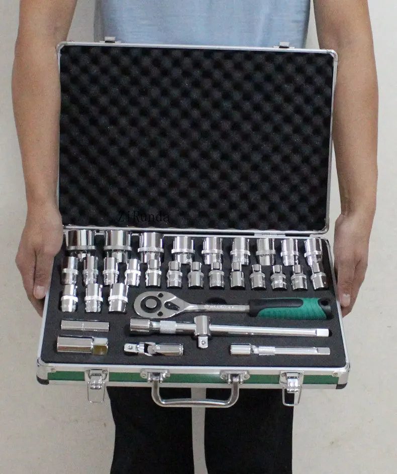 ~32-Piece Sleeve Set Ratchet Sleeve Wrench Set Auto Repair Sleeve Tool Plum Blossom Open Wrench