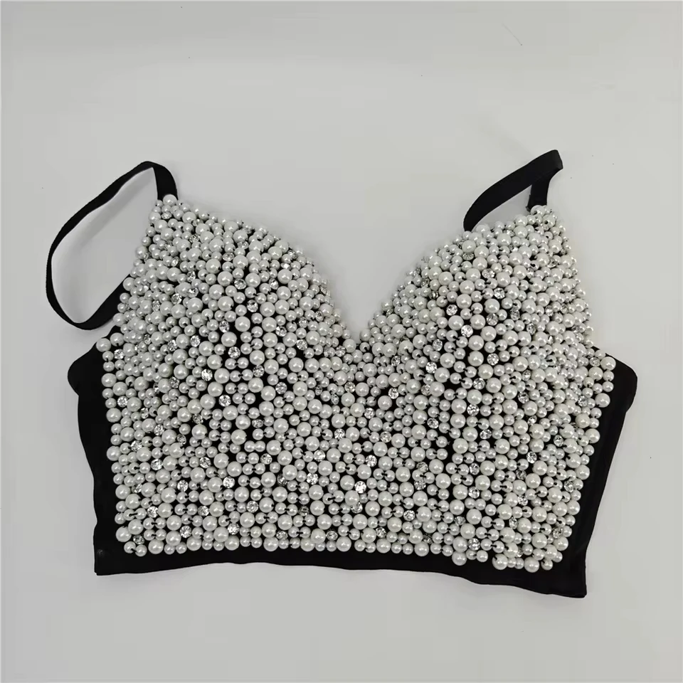 The New Belly Dance Costume Beads Shaping Body Wrapped Bust Bustier Suspenders Wear Sexy Navel Tops