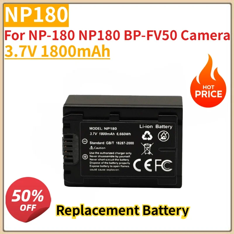 High Quality New 3.7V 1800mAh Camera battery NP-180 NP180 BP-FV50 Camera Lithium Battery