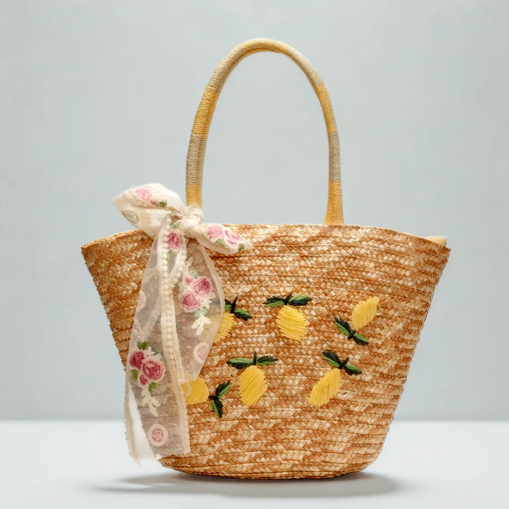 

Retro Faion Embroidered Large Capaci St Woven oulder Bag Beach Casual Sle Soft Handle Summer 2025 Ladies Handbag