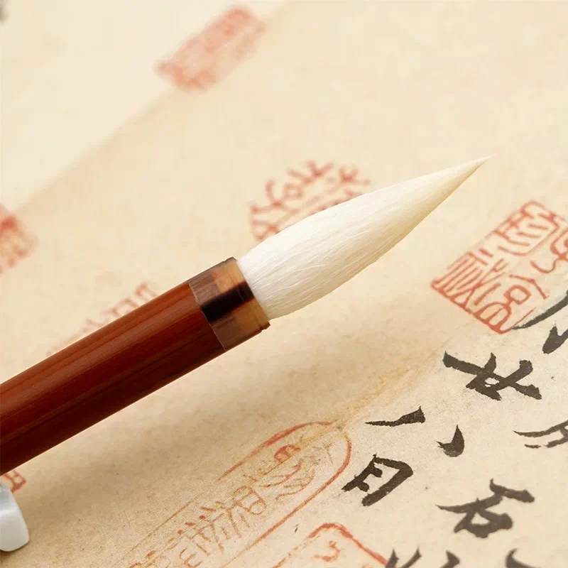 Woolen Hair Medium Regular Calligraphy Brush Professional Grade Yan Style Clerical Seal Script Chinese Calligraphy Painting Set