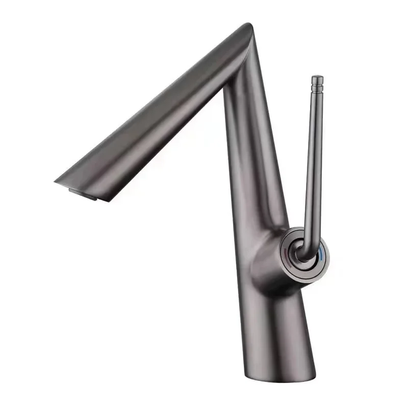 Solid Brass Hot/Cold Basin Faucet Gun Gray Single-Hole Bathroom Cabinet Creative Sink Faucet