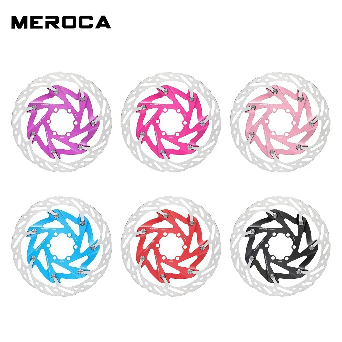 MEROCA XR 6-Bolts Aluminum 6061-T6 160 MM Bike Disc Brake Rotor For Road & MTB Bike ( Black Red Blue Purple Pink Rose Red )