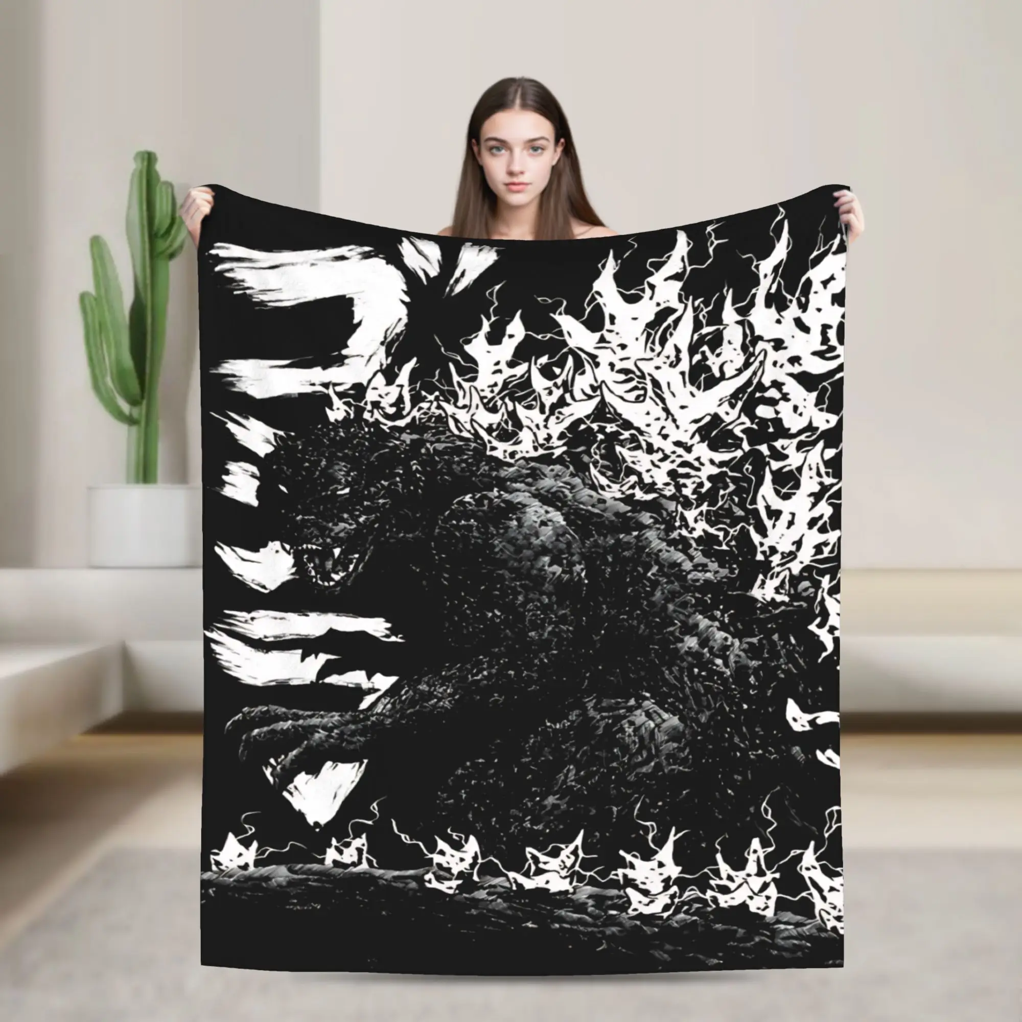 Gojira Millenium godzilla 2000 minus Flannel Blanket  Soft Warm Throw Blanket for Couch Chair Camping Bedspread Sofa Bed Cover