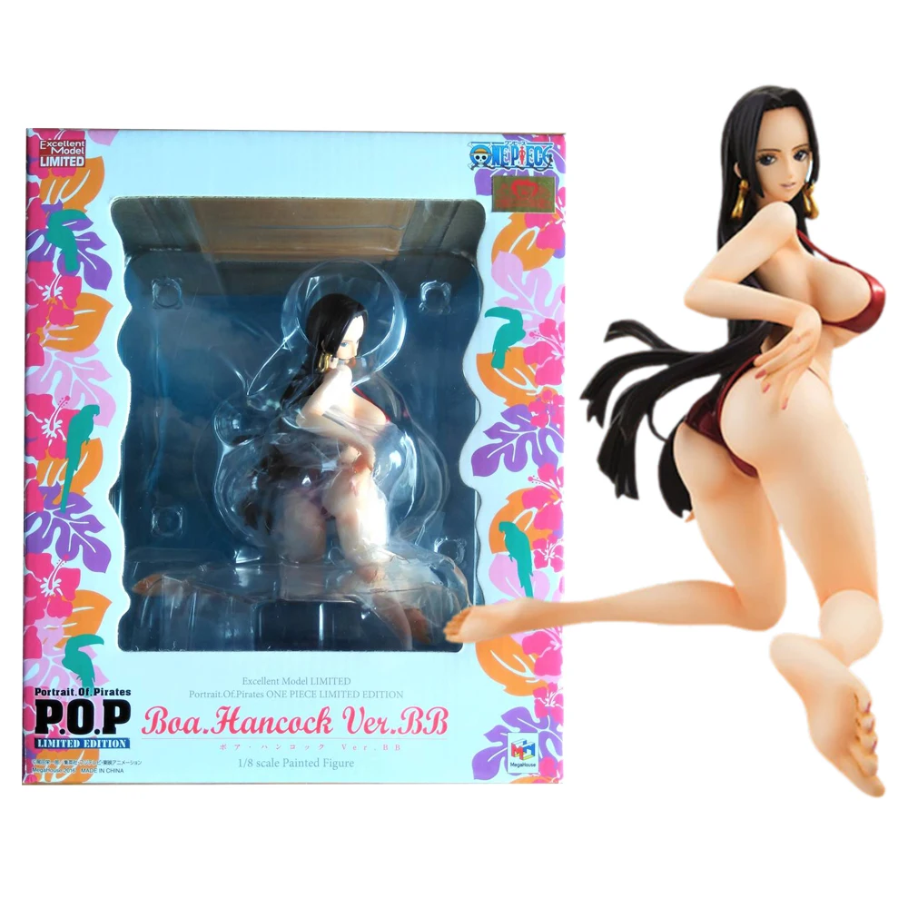 Original One Piece Pop Bb MegaHouse Boa·Hancock Empress Red Silver Gold Swimsuit Bikini 3rd Anime Action Figure Model Toys Gift