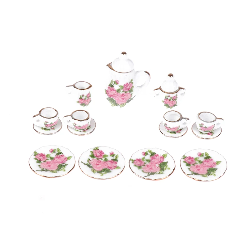 1Set 1:12 Poppenhuis Miniatuur Keramische Theekop Set Mini Porselein Servies Keuken Poppenhuis Theepot Diy Speelgoed-Speelgoed
