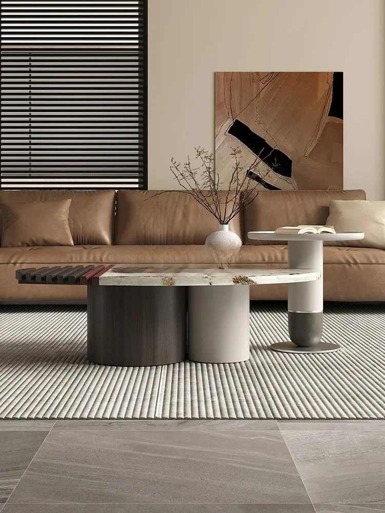 

Современный минималистский художественный гостиная, бытовой итальянский минималистичный овальный мраморный журнальный столик высокого класса