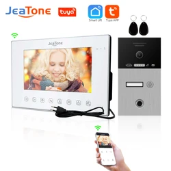 Jeatone 7 Polegada WiFi Video Intercom Fingerprint Security Protection System AHD 960P Desbloqueio Remoto Sem Fio Campainha À Prova D' Água