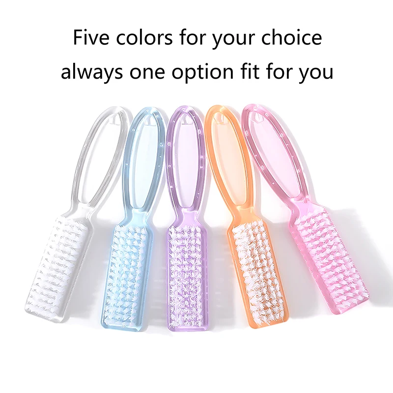 Transparent Nail Brush Cleaning Brushes Plastic Handle Grip Multifunctional Brush Cleaner Scrubbing Pedicure For Toes Manicure