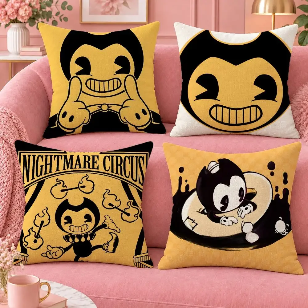 Dark Bendy and the Ink Machine Cushion Cover Cute Cartoon Throw Pillow Cover Soft Plush Cushion Cover Sofa Bedroom Home Decor